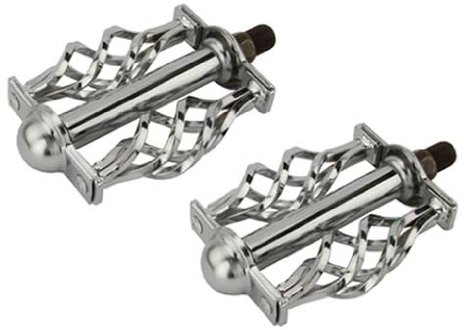 Lowrider Twisted Pedals W/Cage 1/2 Chrome. Bike pedals, bicycle pedal, for, beach cruiser, chopper, limo, stretch bike