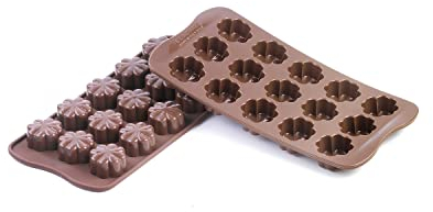 SCG08 Molde de silicona para chocolatines con forma de flor, color marrón