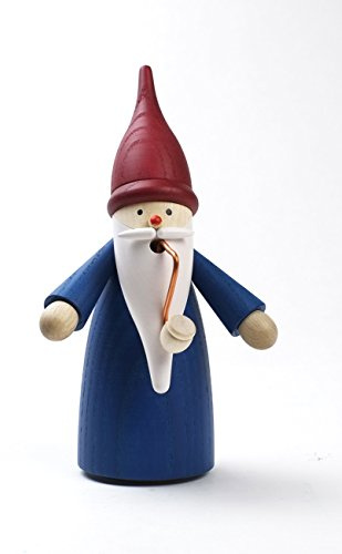 Seiffener Volkskunst | Räuchermännchen Erzgebirge Wichtel | 16 cm | erzgebirgische Holzkunst Weihnachten | 12301/2 | Traditionswichtel blau