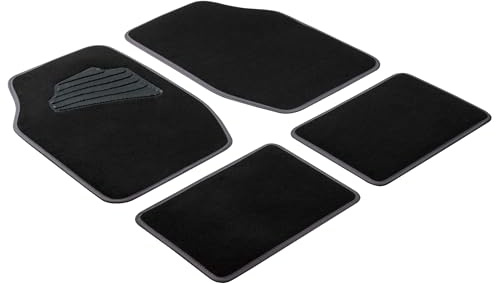 Walser Auto-Teppich Matrix, Universal Fußmatten-Set, Automatten 4-teilig, Allwettermatten, Auto-Schutzmatten-Set, PKW-Teppich schwarz/grau