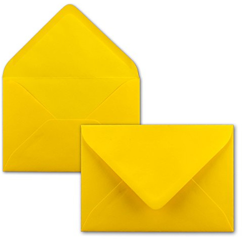 50x Briefumschläge B6-17,5 x 12,5 cm - Honiggelb - Nassklebung mit spitzer Klappe - 120 g/m² - Für Hochzeit, Gruß-Karten, Einladungen