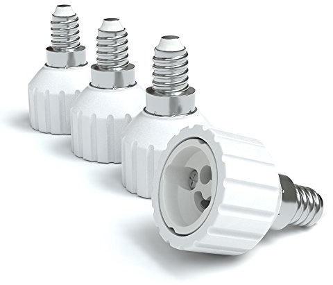 Eazy CASE 8X Lampensockel Adapter - Konverter für E14 Fassung auf GU10 Lampenadapter für LED-/Halogen- und Energiesparlampen Sockeladapter, weiß