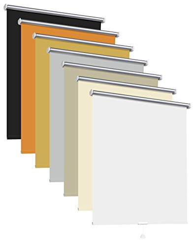 Thermorollo Hitzeschutz Verdunkelungsrollo Springrollo Mittelzugrollo Fenster Rollo 7 Farben Breite 62-242 cm Höhe 175 cm lichtundurchlässig verdunkelnd Beschichtung Silber (212 x 175 cm / Grau)