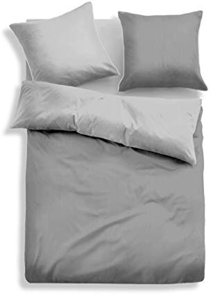 TOM TAILOR 0069940 Bettwäsche Garnitur mit Kopfkissenbezug Baumwoll-Satin Fine Stripes 1x 135x200 cm + 1x 80x80 cm grey