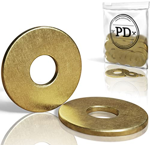 PD® große Unterlegscheiben M10 (DIN 9021 / ISO 7093) | Hochwertige Messing Karosseriescheiben | Beilagscheiben flach mit großem Außendurchmesser | 5 Stück
