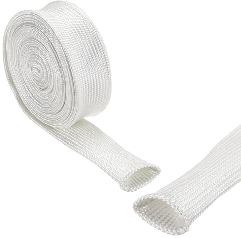 sourcing map Insulation Cable Protector, 9.8Ft-3mm High TEMP Fiberglass Sleeve White