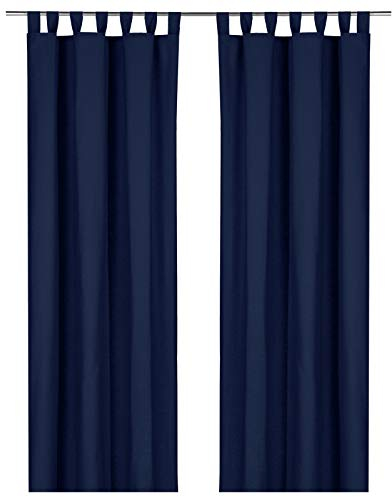 heimtexland ® Dekoschal Baumwolle Uni Blickdicht Vorhang Schlaufenschal Gardine Dunkelblau HxB 230x125 Typ625