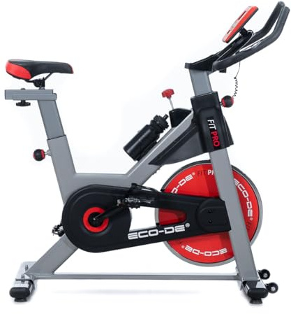 ECODE® Bicicleta Indoor Ejercicio Gym Casa Fitness Bikes Volante Inercia, Resistencia Ajustable con Pantalla LCD y Monitor de Frecuencia Cardíaca,FIT PRO (Gris) ECO-814