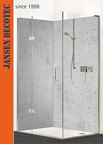 Eck - Duschrückwand, Platte 01 = 90x200cm, Platte 02 = 120x200cm, Motiv: Sichtbeton
