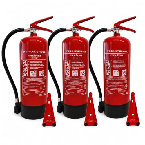 Brandengel® 3 × 6 L AB-Schaum-Feuerlöscher, Werksneu geprüft – 3er-Pack | Werksneu BSI-Zertifiziert nach DIN EN 3-7 & ÖNORM EN 3-7 für Haus, Garage, Werkstatt & Unternehmen