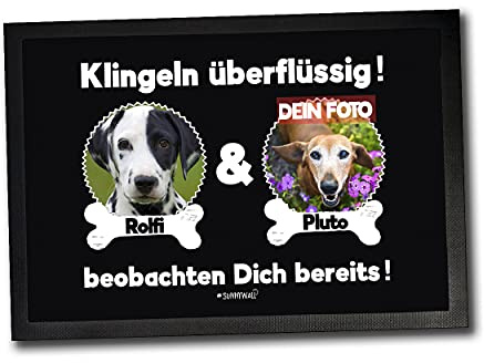 Fußmatte Türmatte Zwei Tiere Hunden Katzen Fußabtreter Eingang Haustür | Rutschhemmende Türmatte mit Zwei Tiere Hunden Katzen Motiv für Haustür Flur Wohnung Balkon Terrasse geschützten 60 x 40 cm