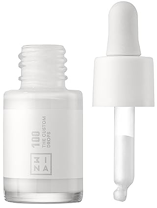 3INA MAKEUP - Vegan - The Custom Drops 100 - Weiß - Foundation Tropfen um das Make-up anzupassen - Langlebige Formel - Mattierende Wirkung - Ölfrei - Mattlack - Cruelty Free