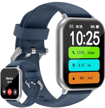HUAKUA Smartwatch für Damen und Herren,1.69 Zoll HD-Touch Screen Fitnessuhr mit SpO2-Überwachung Pulsuhr Schlafmonitor Schrittzähler Uhr Multi Trainingsmodi für Android iOS