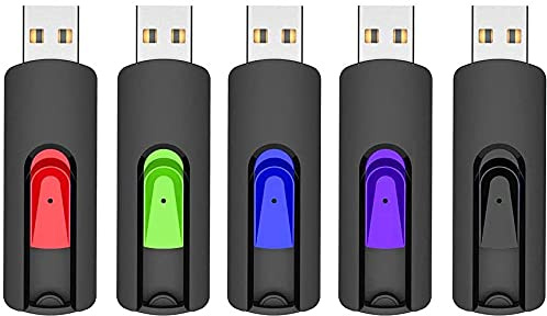 Vansuny 5Pack 32GB USB Stick USB 2.0 Flash Drive Memory Stick Thumb Drive Slide Retractable Jump Drive (5 Mixed Color, 32GB)
