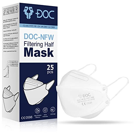 DOC FFP2 Gesichtsmaske CE geprüft 25 Stück Staubmaske Atemschutz Feinstaubmaske Atemschutz Mundschutz für maximale Sicherheit