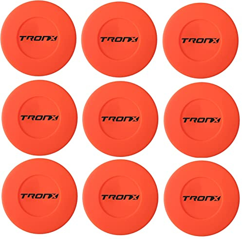 TronX Bodenhockey-Pucks aus Kunststoff, Orange, 9 Stück