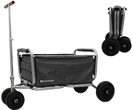 Beachtrekker Life Vikbar rullvagn + parkeringsbroms, vikbar handvagn (pneumatiska däck, svart)