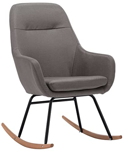 Makastle Schaukelstuhl Stoff Schaukelsessel Moderner Schwingstuhl Sessel Stuhl Wohnzimmersessel Relaxsessel Schwingsessel Polster Relaxstuhl 61 x 80,5 x 89 cm Hellgrau
