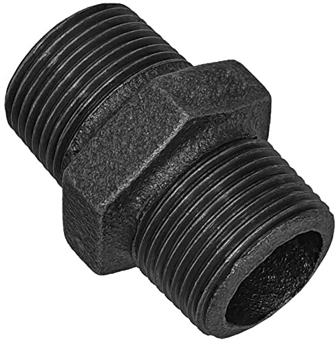 MegaHaustechnik Doppelnippel 1 1/4 Zoll AG x AG Gewindefitting aus Temperguß schwarz Nr.280 mit Außengewinde-Außendurchmesser 42mm DN32 Rohr