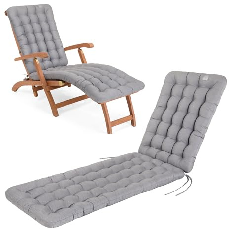 HAVE A SEAT Living - Auflage für Deckchair 180x50 cm - Bequeme Liegestuhl Auflage, 8 cm Dick - Waschbar bis 95°C, Orthopädisch, Wetterfest - Made in Germany (180x50 cm, Hellgrau)
