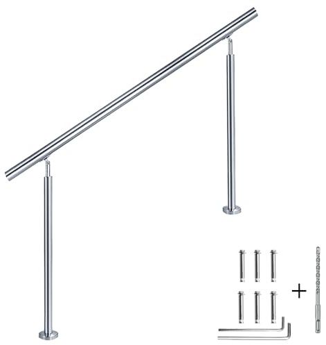 CAVATINY Edelstahl Handlauf Geländer für Treppen Brüstung Balkon mit ohne Querstreben - Innen und Außen Handlauf Geländer Treppengeländer Edelstahl Brüstung Balkon (100CM, ohne Querstreben)