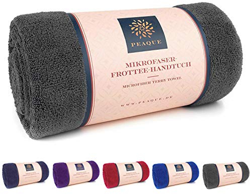 PEAQUE Mikrofaser-Handtuch mit Frottee-Struktur - 1er & 2er Set, Antibakteriell Saugstark Schnelltrocknend Leicht XXL, Sporthandtuch Reisehandtuch Saunahandtuch (Grau, 80x160 cm)