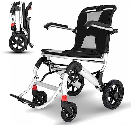GHBXJX Ultraleicht Rollstuhl Faltbar Leicht Reiserollstuhl, Leichter Rollstühle mit Handbremse, Transportstuhl für Behinderte Und ältere Menschen, Sitzbreite 42 cm, 10 kg
