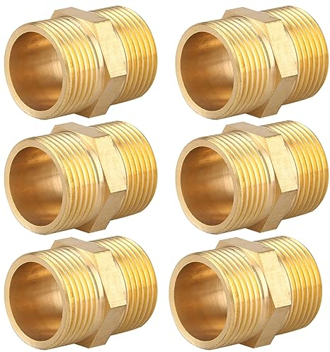 Mamelon double G1/2 (Ø 20mm) laiton mâle,4 pièces Mamelon double hexagonal G1/2M/M,Raccord de jonction 2 x M Raccord fileté,Double mamelon Raccords en laiton convient pour l'eau potable