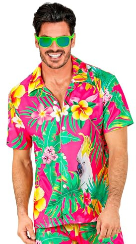 W WIDMANN MILANO Party Fashion – Hawaii skjorta, kortärmad skjorta, blommor, Aloha, strandfest, utklädnad