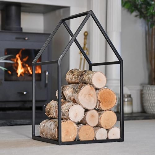 Town House Black Fireside Log Holder Firewood Store Rack Stylish and Durable Heavy Duty Metal Indoor or Outdoor Use Fireplace Accessory Home Wood Storage