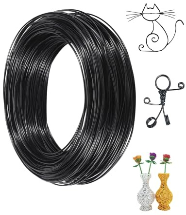 1 mm x 50 meters Aluminiumdraht, Basteldraht Schwarz Silber Basteldraht Draht zum Basteln für Kunsthandwerk Modeschmuck