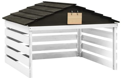 qohoio Casetta per Tosaerba Robotizzato Nero e Bianco 78x74x54cm Abete,Accessori Attrezzatura motorizzata per Esterni,Accessori tagliaerba,Coperture tagliaerba-315300