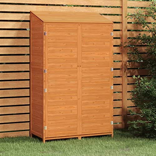 Capwee Abri de Jardin en Bois Armoire de Jardin Remise pour Outils Cabane de Jardin Exterieur Armoire de Jardin Exterieur Bois de Sapin solide-Marron-102 x 52 x 174.5 cm