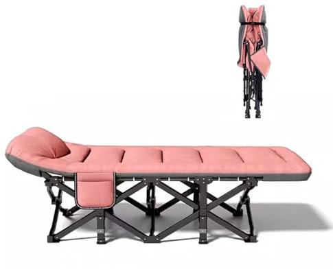 Klappbett Camping mit Matratze 600D Oxford-Stoff, Feldbett Klappbar Extra Breit mit Seitentaschen Design der Stahldrahtverstärkung, Tragfähigkeit 160 kg