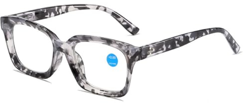 KOOSUFA Mode Anti-Blaulicht Lesebrille Dicker Rahmen Damen Herren Federscharnier Lesehilfen Anti Müdigkeit Brille mit Stärke 0.0 1.0 1.5 2.0 2.5 3.0 3.5 4.0