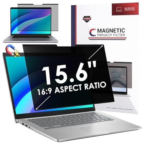 LAMA Magnetischer Blickschutzfilter für 15,6 Zoll Laptop, Blickschutzfolie Sichtschutzfolie Abnehmbarer Datenschutzfilter Sichtschutzfilter Laptop Screen Filter, Anti-Blaulicht & Blendschutz (16:9)