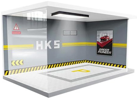 Veeteah Vitrine De Garage De Voiture,Vitrine De Voiture Jouet Garage,Présentoir Lumineux pour collectionneur de modèles - Parking de vitrine de Voiture, modèle de scène de Garage réaliste pour Salon,