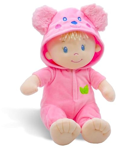 Lullaberry Sweet Dolly Frida - Stuffed Ultra Soft Baby Bear Doll for Birth and Up - Pink Outfit