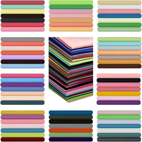 LetCart 70 pezzi di tessuto patchwork fai da te, 25,25 cm, tessuto stampato, patch quadrata in cotone, utilizzato per fai da te (combinazione di tessuti in tinta unita)