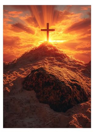 CUDAOO Jesus Christliche Kreuz Bilder auf Leinwand, Lichtdurchfluteter heiliger Rahmen für Yoga Raum Büro Schlafzimmer Wohnzimmer Home Deko - 60x90cm Ungerahmt(Brennende Orange)