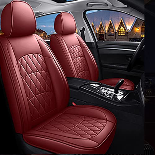 SQIFBA Pu Leather 5 Seat Full Set Car Seat Covers For Jaguar Xf For F-pace For E-pace For I-pace For X-type Xe Xj Xk Car Accessories Car Seat Protector(Lafite Red,Standard)