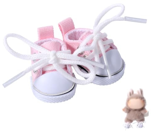Mikovivi Scarpe di Tela per Bambole, Mini Scarpe Casual Kawaii Carine Accessori Vestiti di Giocattolo Peluche alla Moda per Bambole da 15 cm e 17 cm (Rosa)