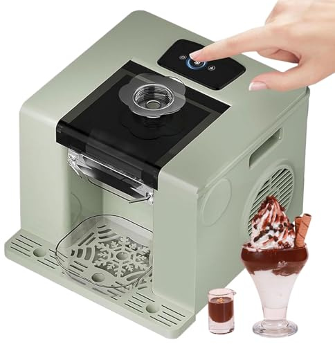 GLJTUO Machine À Glace Pilée Électrique Professionnelle, avec Nettoyage Automatique Et Refroidissement par Air, Capacité De 750 ML pour Thés Aux Perles, Cafés, Restaurants Et Bars (Vert)