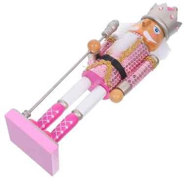 Cabilock Cascanueces De Navidad De Madera Soldado Estatua Tradicional Decoración Navideña para Estanterías Repisas Mesas Color Rosa