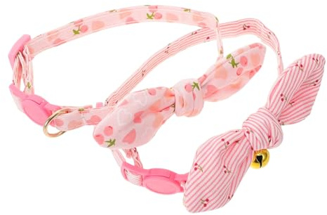 MUELODSIC 2stücke Welpenhalsband Mit Anhänger Und Glocke Verstellbar Für Kleine Hunde Und Kätzchen Mit Blumen Und Schleifen-Design Für Mädchen Geburtstag Und Valentinstag