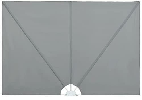 Faltbarer Terrassen-Seitenfächer, Balkonfächer Wandhalterung für Garten oder Bürofenster, Wetterfest, UV-beständig, Grau 300×150 cm Polyester Stahl