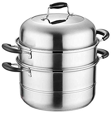 Vaporera de Acero Inoxidable para el hogar, sartén Gruesa de Doble Capa sin Revestimiento, fácil de Limpiar, Apta para Todo Tipo de cocinas de inducción.