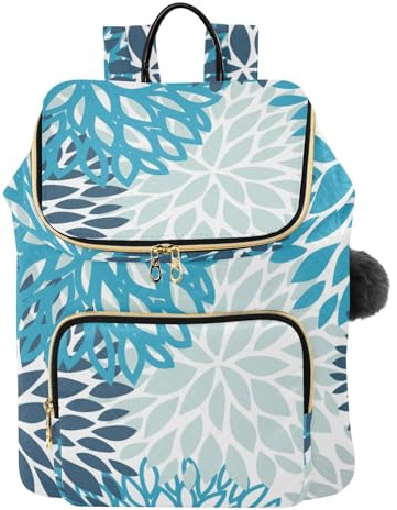 OWFKAY Sac à dos de voyage décontracté pour femme - Dahlia bleu abstrait