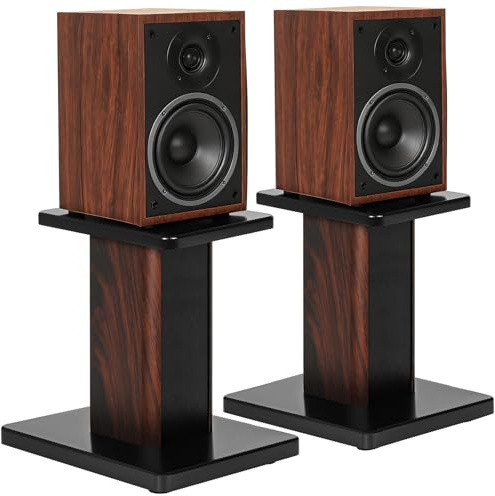 Lot de 2 Supports d'Enceintes de Bureau en Bois 30CM, Charge 50KG | Supports de Haut-Parleurs pour Home Cinéma, Supports Universels pour Enceintes de Bureau, Conception Remplie de Sable