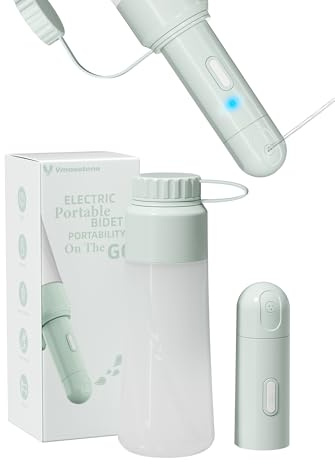 Electric Portable Bidet Sprayer Bottle Handheld for Women & Men, Travel Bidet Portable for Travel, Personal High Pressure Hygiene for Backpacking & Camping (VMASSTONE EPB-001 Mint Green)